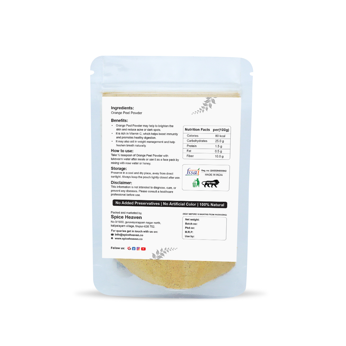 Orange Peel Ecom 01 Orange Peel Powder - Spice Heaven