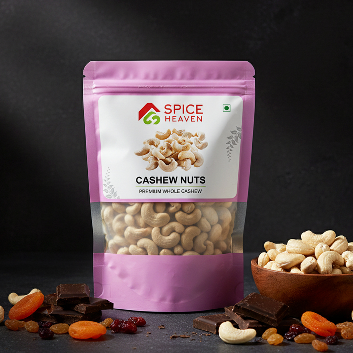 Spice Heaven Premium whole Cashew Nuts | 100% Natural | Rich in Protein & Minerals | Immunity Booster | Healthy Snack for Energy | No Preservatives | FSSAI Certified | Made in India